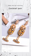 Load image into Gallery viewer, Earrings, Cocktail-Pair, Wine-Glass-Shaped, Evening Earrings