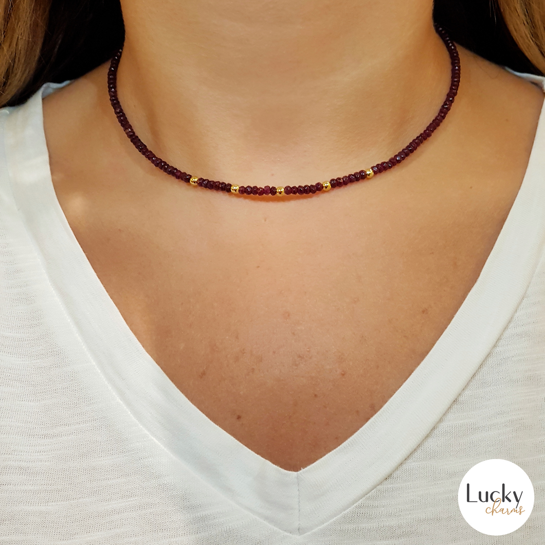 Necklace, Ruby and Gold Stones Choker