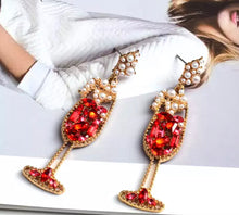 Load image into Gallery viewer, Earrings, Cocktail-Pair, Wine-Glass-Shaped, Evening Earrings
