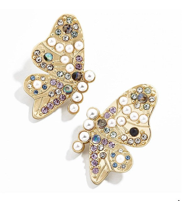 Earrings, Judy-pair Half Butterfly Colorful Matching