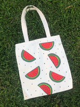 Load image into Gallery viewer, Bella, Hand-painted Tote - Beige or Black with Watermelon
