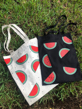 Load image into Gallery viewer, Bella, Hand-painted Tote - Beige or Black with Watermelon
